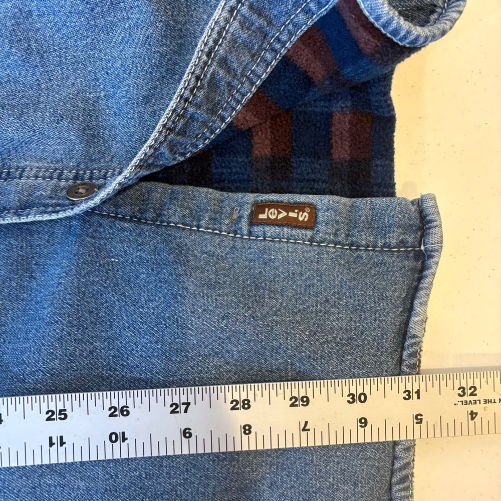 Levi Strauss Levis Mens XXL Denim Shirt Jacket Fleece Lined Shacket Workwear - Picture 4 of 7